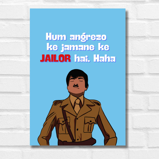 SHOLAY MOVIE QUOTE POSTER SHOLAY JAILOR POSTER FUNNY QUOTE POSTER