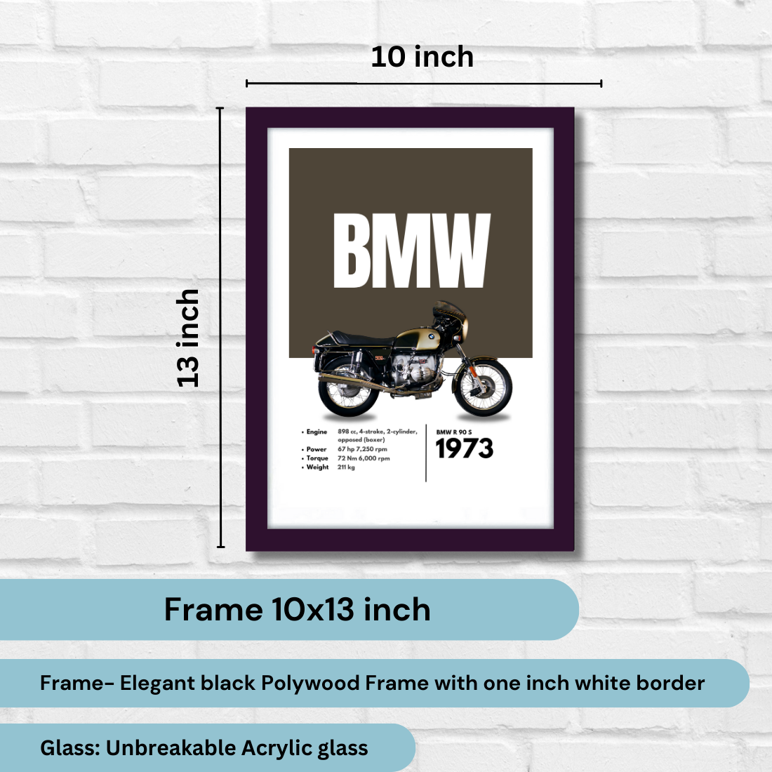 BMW r 90 s Superbikes Bikes Artwork Poster| Frame |Canvas | Vintage | Classic | Sports