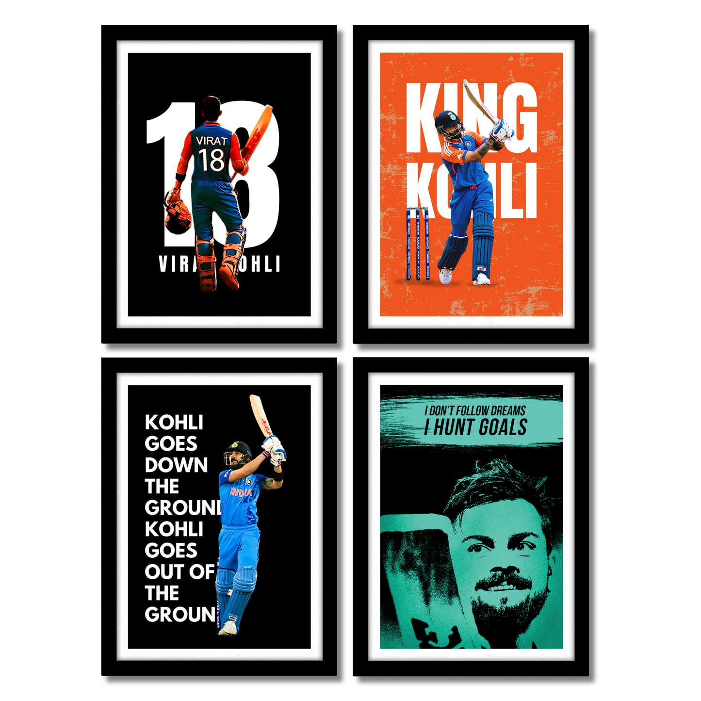 Virat Kohli(Set Of 4) Artwork Cricket | Poster | Frame | Canvas