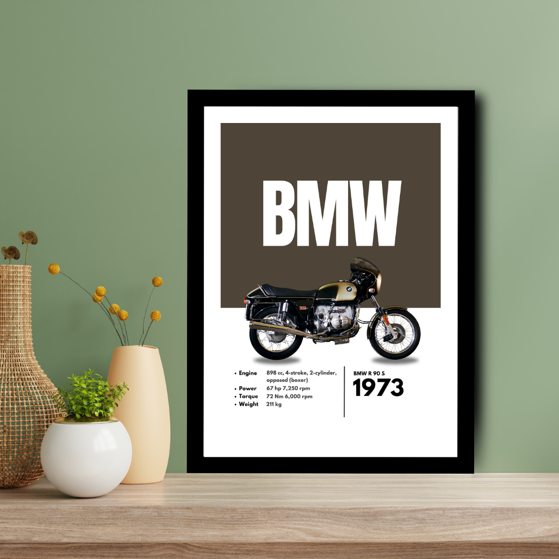 BMW r 90 s Superbikes Bikes Artwork Poster| Frame |Canvas | Vintage | Classic | Sports