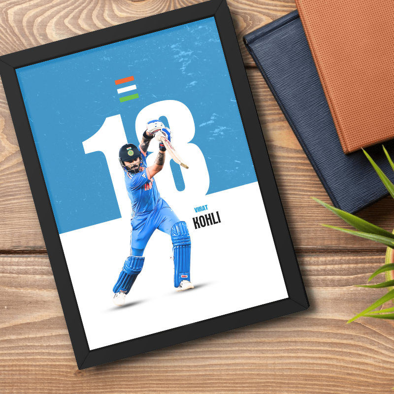 Virat Kohli Cricket Cricketer Virat Kohli Poster Cricket Players Motivational Player King Kohli posters with frame or without frame For wall decor, room decoration home bedroom living room Paintings Hostel Boys Ideal For Cricket Fans Canvas