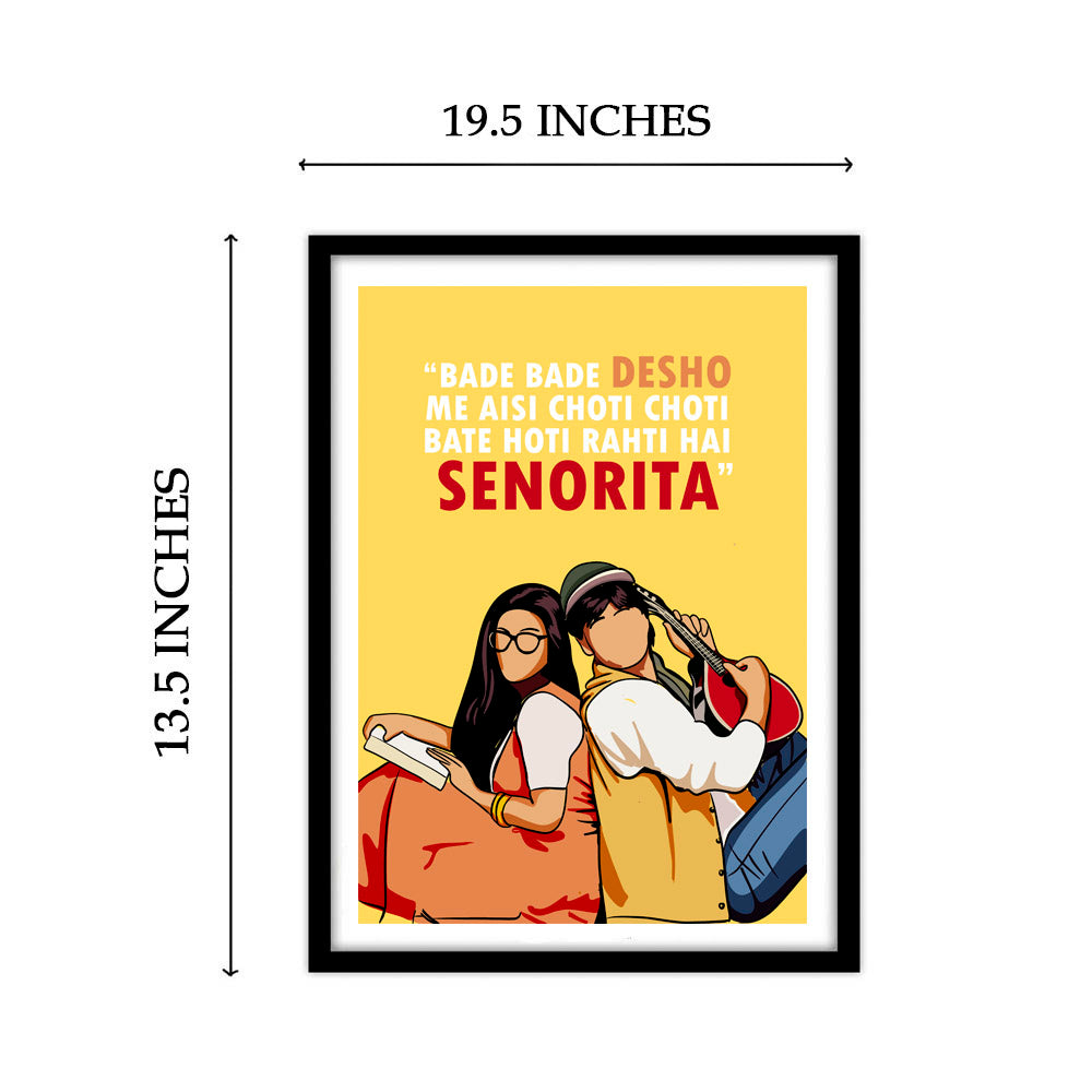 DDLJ Movie Shahrukh Khan Kajol AS SENORITA Artwork Bollywood | Poster | Frame | Canvas