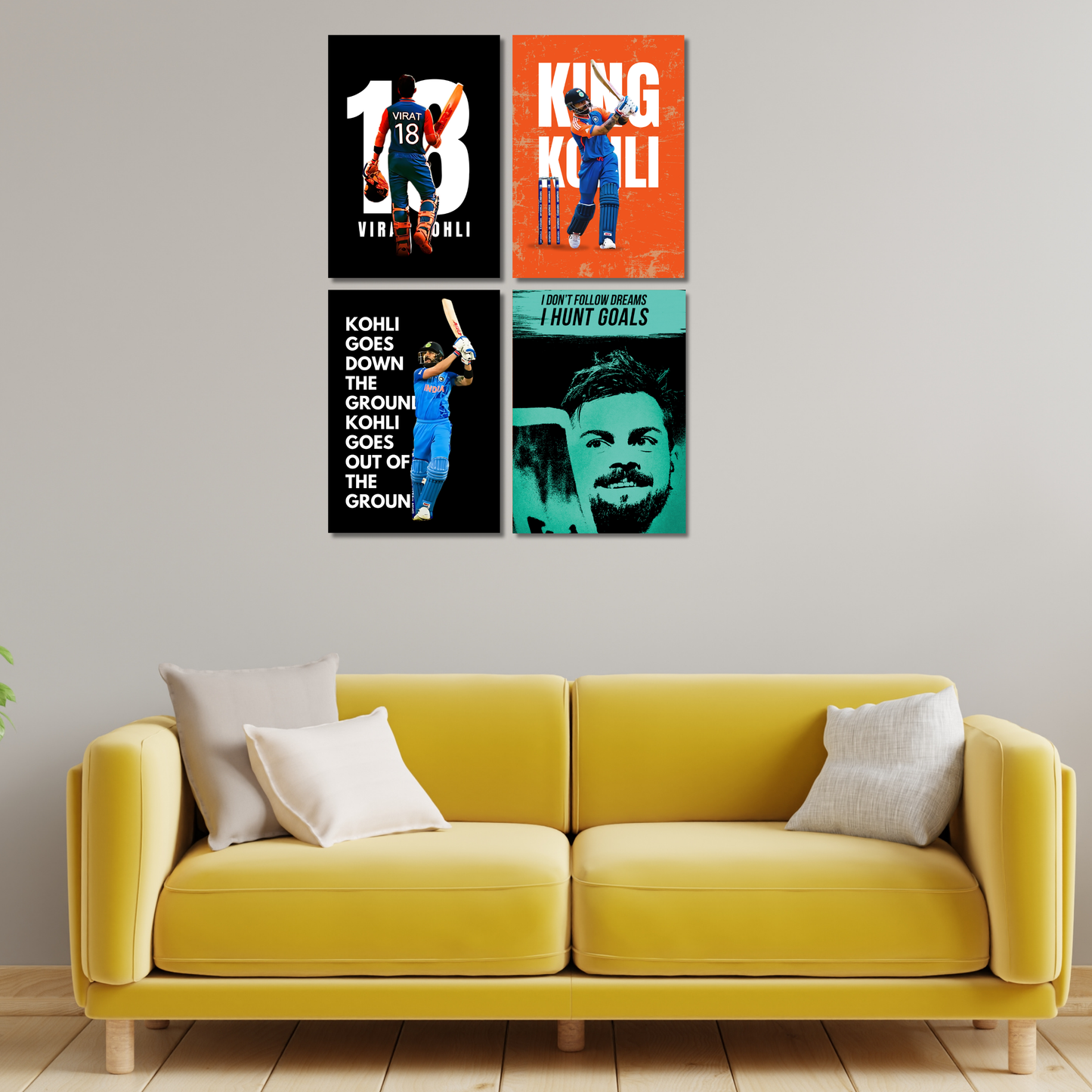 Virat Kohli(Set Of 4) Artwork Cricket | Poster | Frame | Canvas