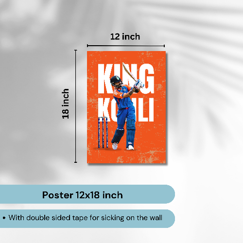 Virat Kohli Cricket Poster Frame For wall decoration, A4 Size Photo Frame Home bedroom living room Gift Hostel Boys Ideal For Cricket Fans King Kohli Canvas