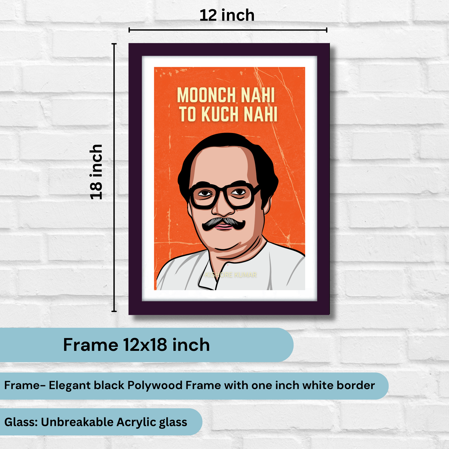 Kishor Kumar Classic Singer, Actor Artwork Bollywood | Poster | Frame | Canvas