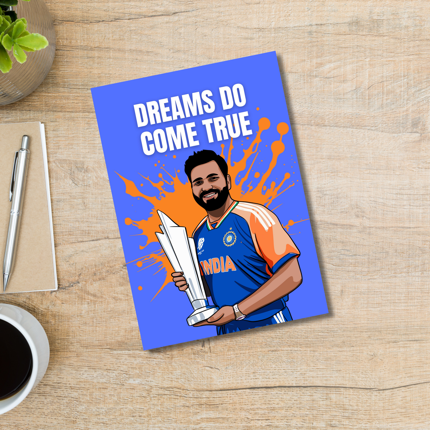 rohit sharma with champions trophy poster
