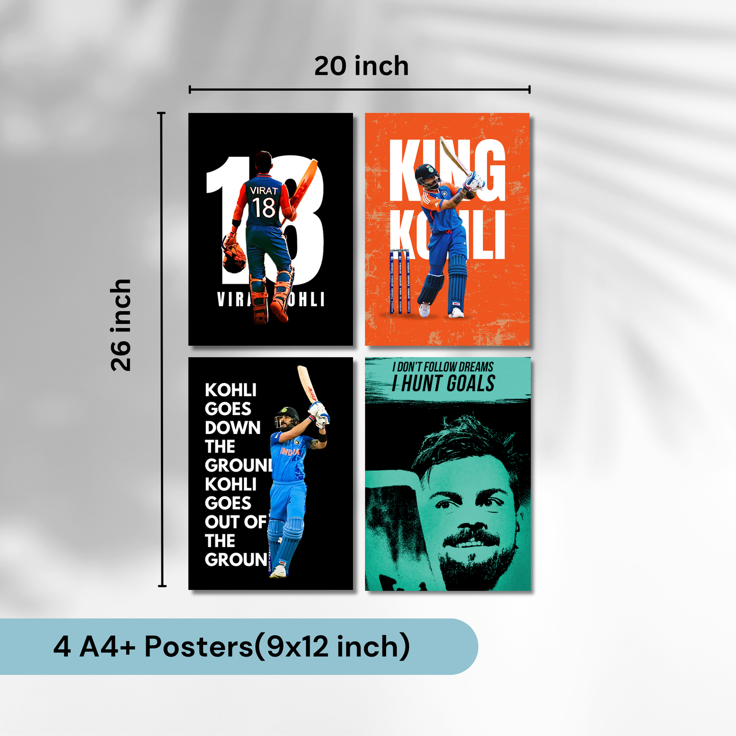 Virat Kohli(Set Of 4) Artwork Cricket | Poster | Frame | Canvas