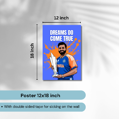 Rohit Sharma Hitman Cricket Player Motivational Poster Frame Cricketers Framed Posters Players Photo Frames For wall Decor decoration home bedroom living room Paintings Hostel Boys Ideal For Cricket Fans Canvas