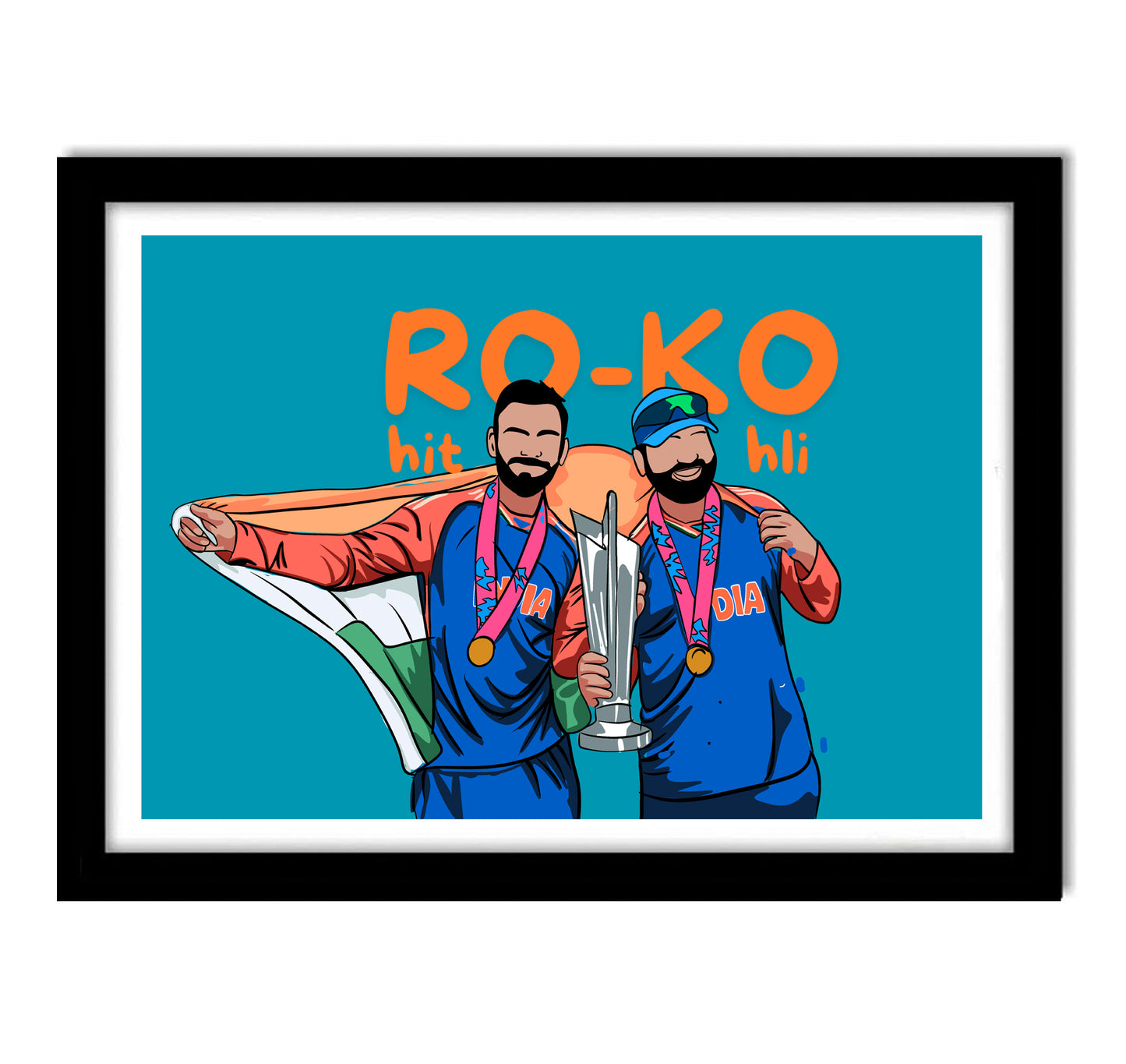 Rohit-Kohli T20 World Cup 2024 Artwork Cricket| Poster | Frame | Canvas