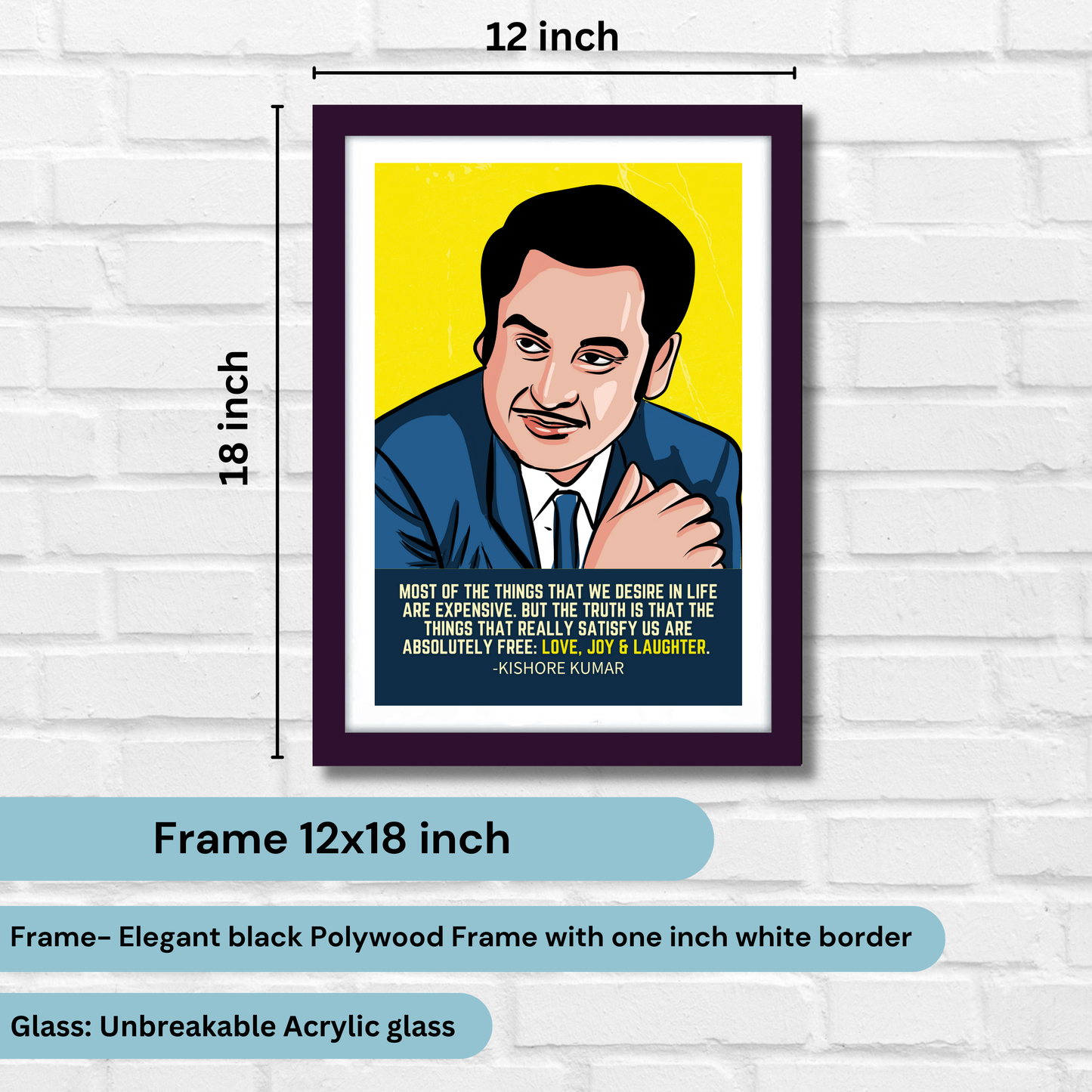 Kishor Kumar Classic Singer, Actor Artwork Bollywood | Poster | Frame | Canvas