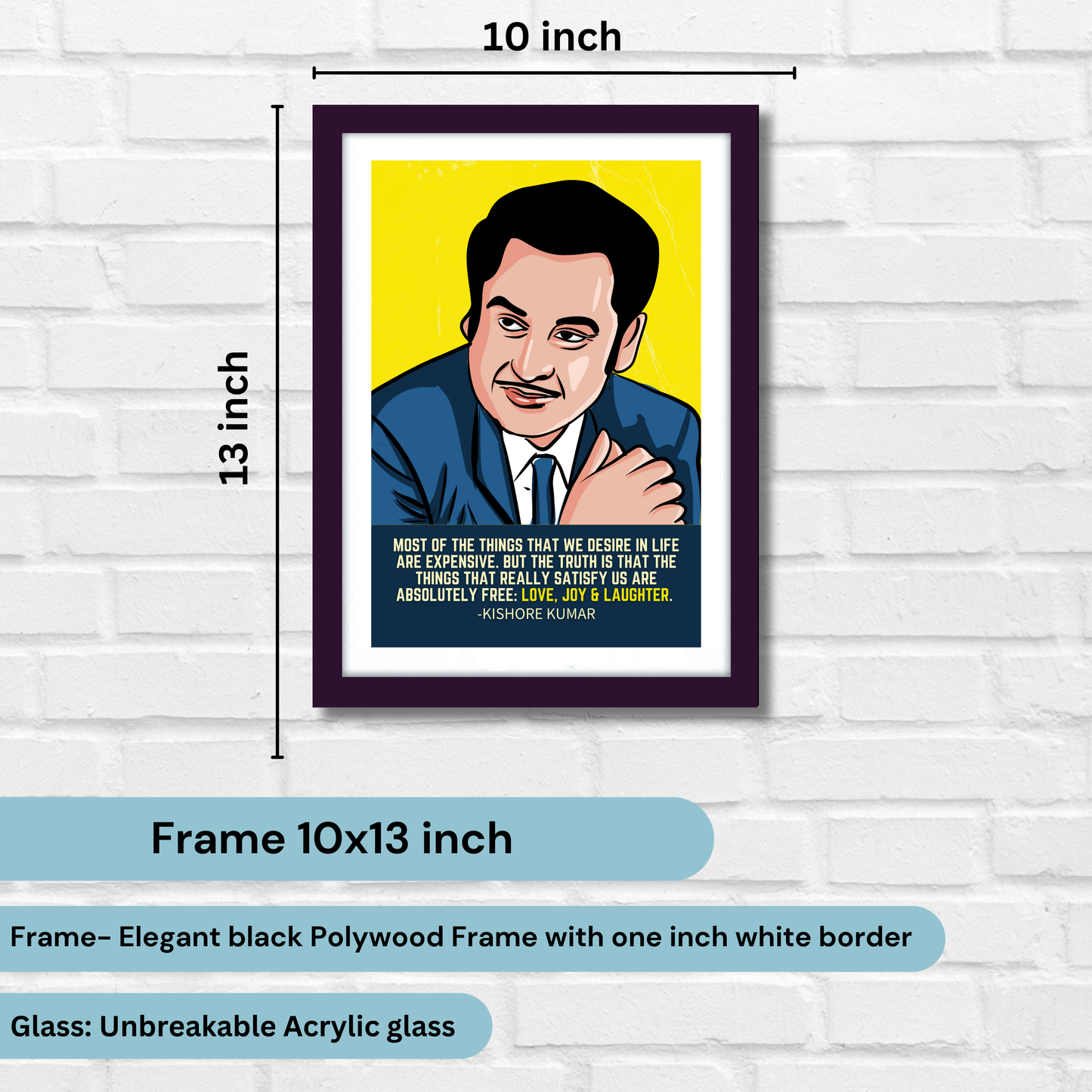 Kishor Kumar Classic Singer, Actor Artwork Bollywood | Poster | Frame | Canvas