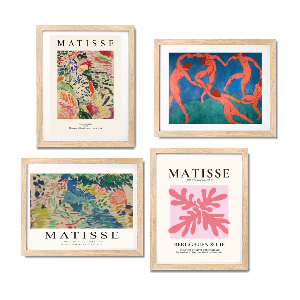 Set of 4 Henri Matisse Wall Art Paintings Frame 10x13 Inch for Home Decoration, Living Room, Bedroom, Kitchen, and Office Wall Decoration Classic Aesthetic, classic art decor, artistic wall decor, interior decoration, ready to hang art, canvas wall art, Wall art, framed art prints, home decor, office decor, living room wall art, bedroom wall decor.