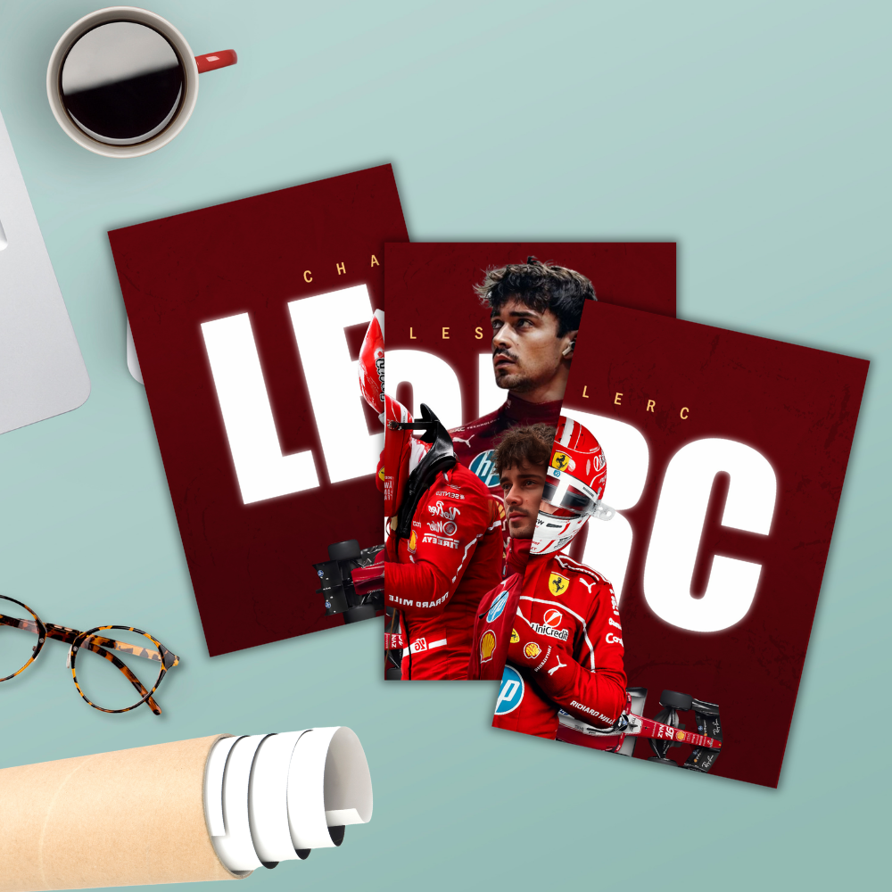 Charles lecrec Split Poster Poster –Set of 3 Split Poster – Formula 1 Racing Decor for Bedroom, Living Room, Office – Gift for Motorsport Fans