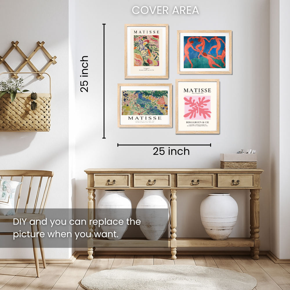 Set of 4 Henri Matisse Wall Art Paintings Framed Poster for Home Decoration, Living Room, Bedroom, Kitchen, and Office Wall Decoration Classic Aesthetic