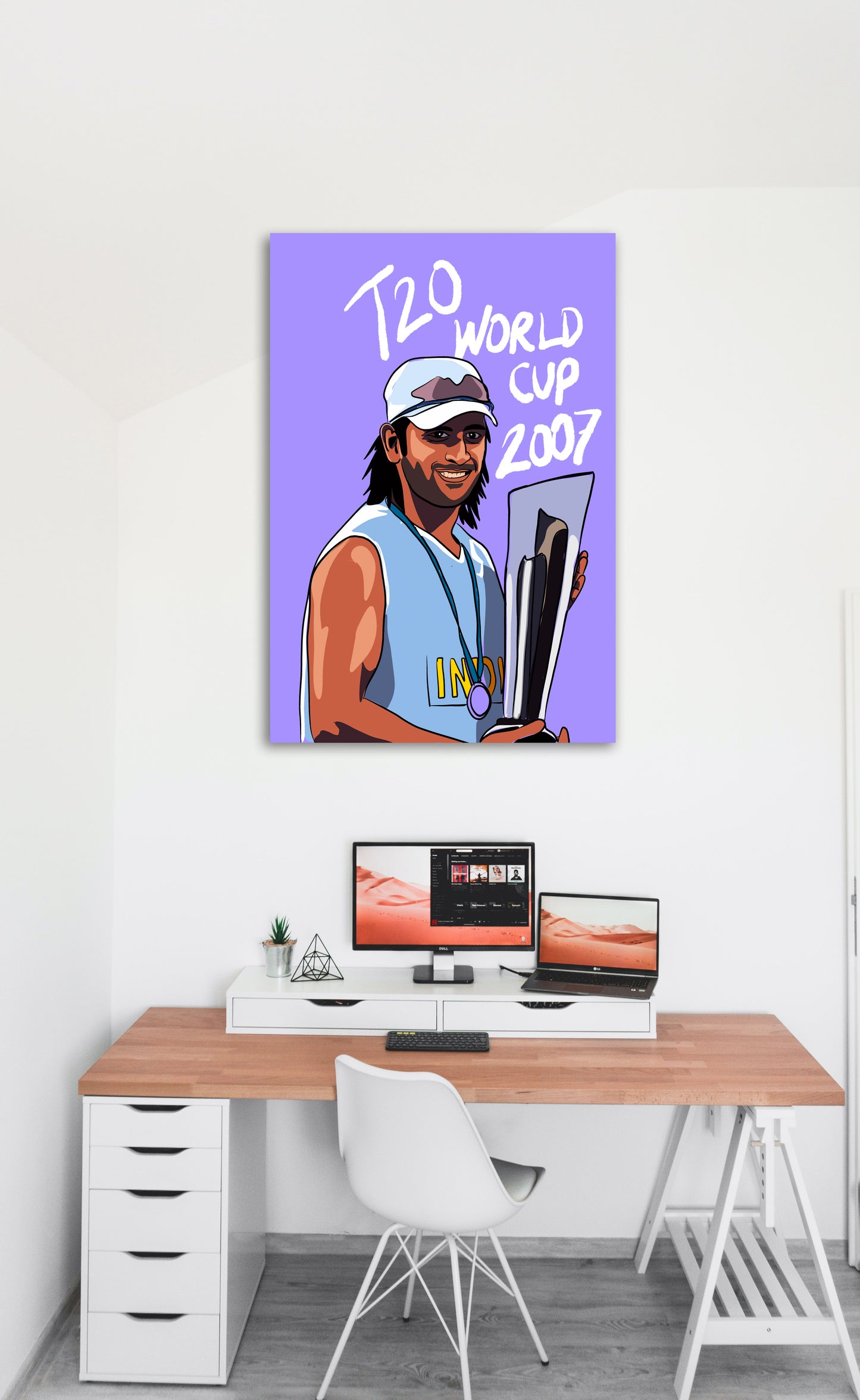 Dhoni Artwork Cricket | Poster | Frame | Canvas