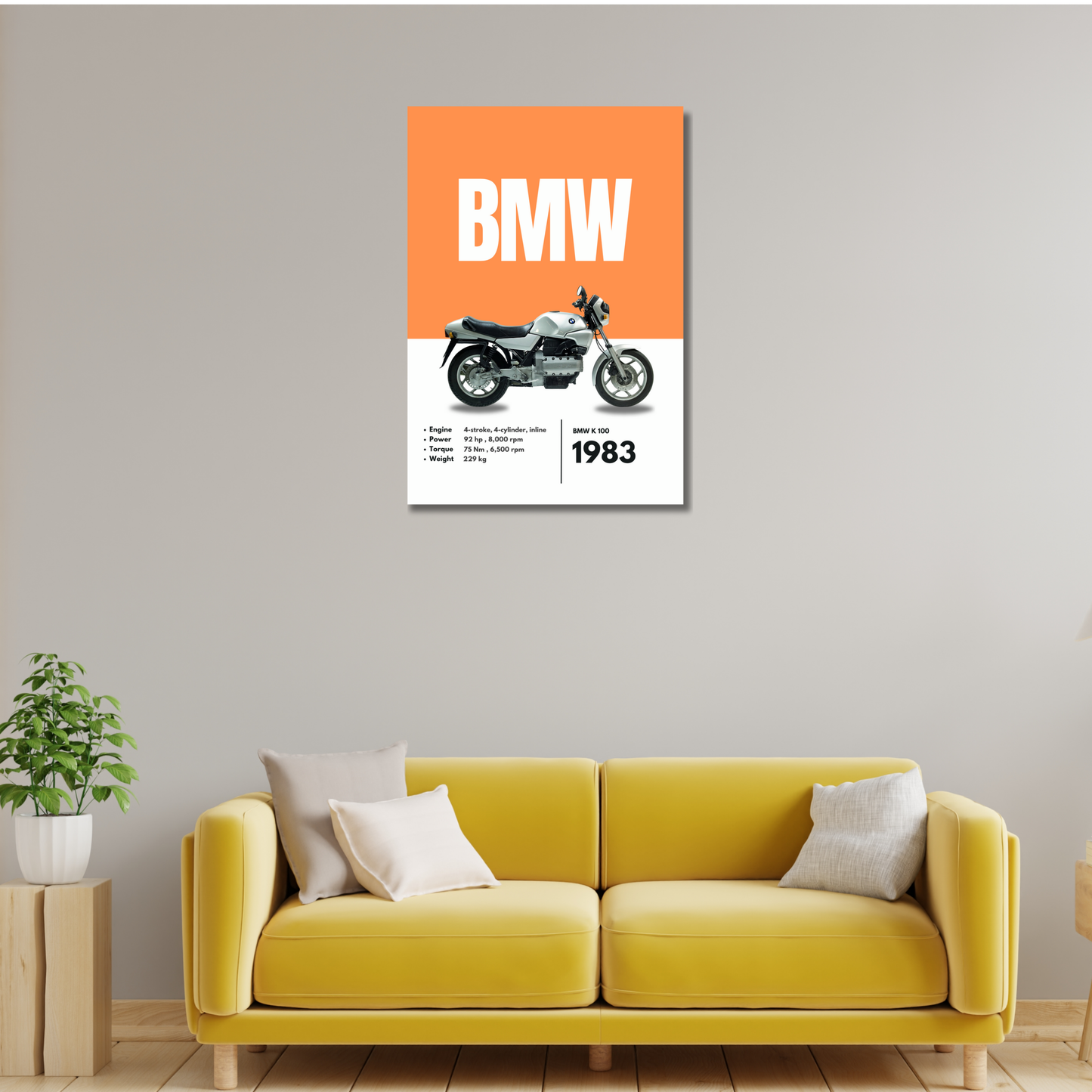 BMW k 100 Superbikes Bikes Artwork Poster| Frame |Canvas | Vintage | Classic | Sports