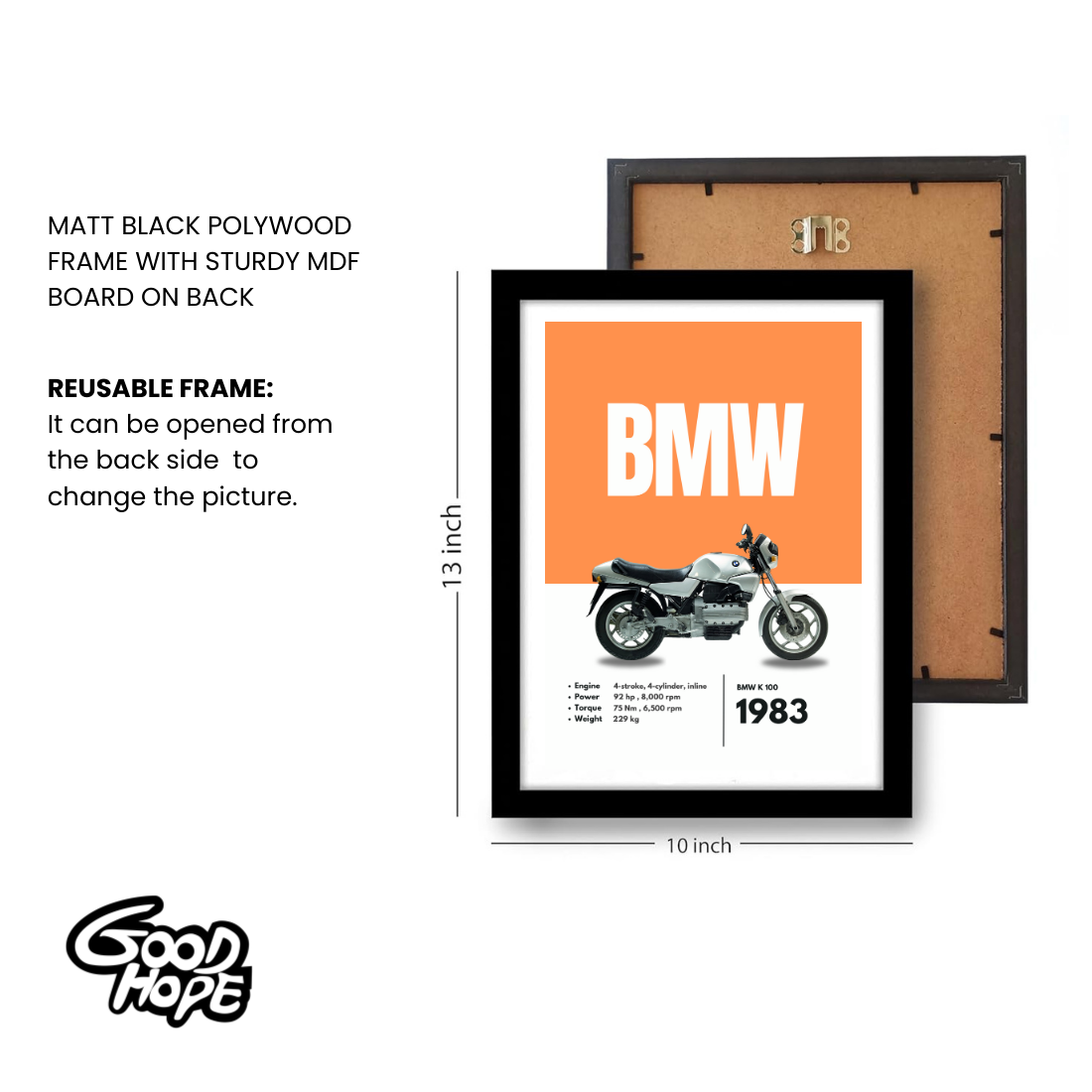 BMW k 100 Superbikes Bikes Artwork Poster| Frame |Canvas | Vintage | Classic | Sports