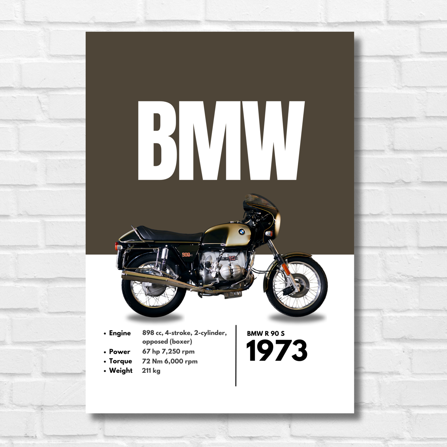 BMW r 90 s Superbikes Bikes Artwork Poster| Frame |Canvas | Vintage | Classic | Sports