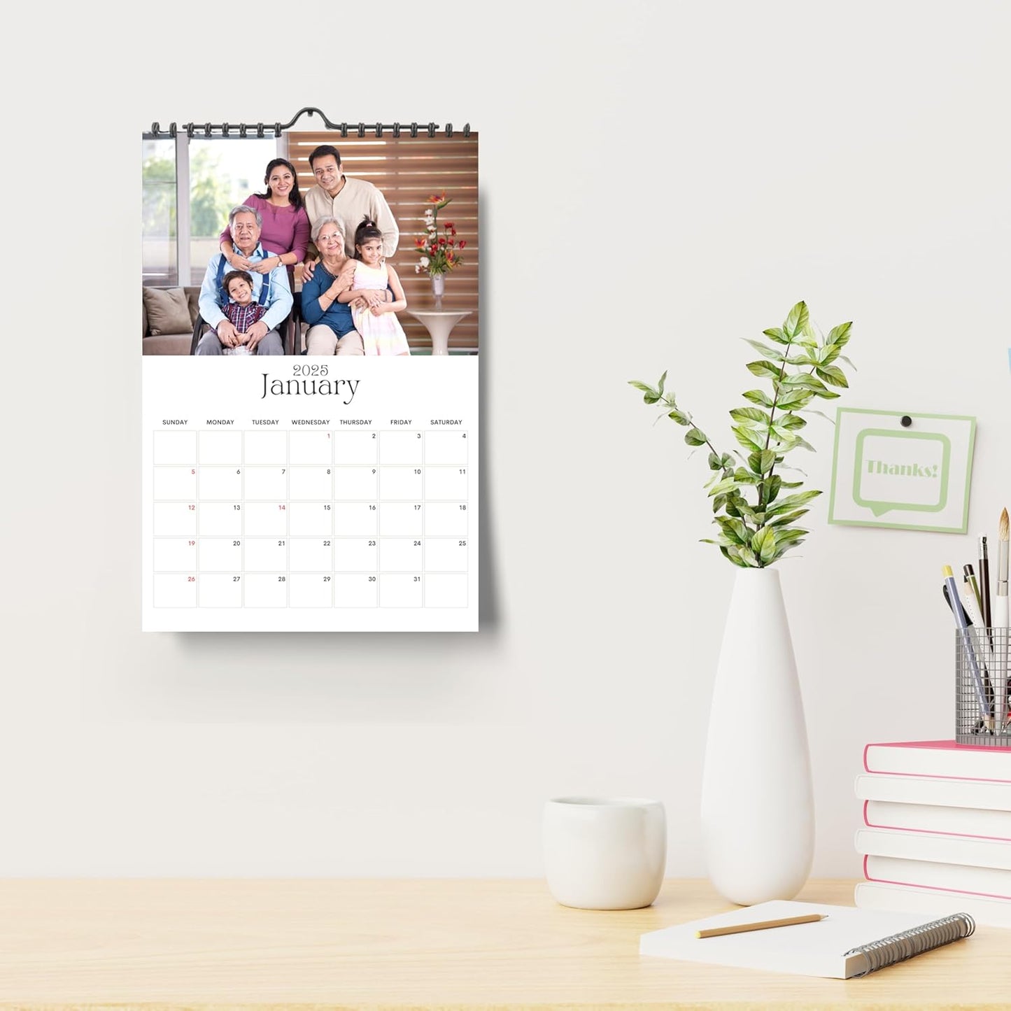 Wall Calendar 2026 with From January to December with 12 Personalized I Customized Photographs