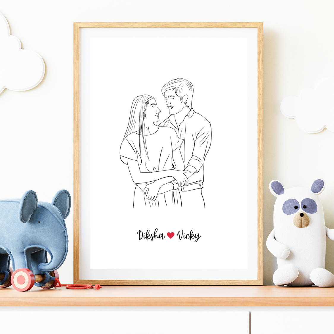 Customized Line Art Photo Frame poster Personalized Gift For Birthday Anniversary