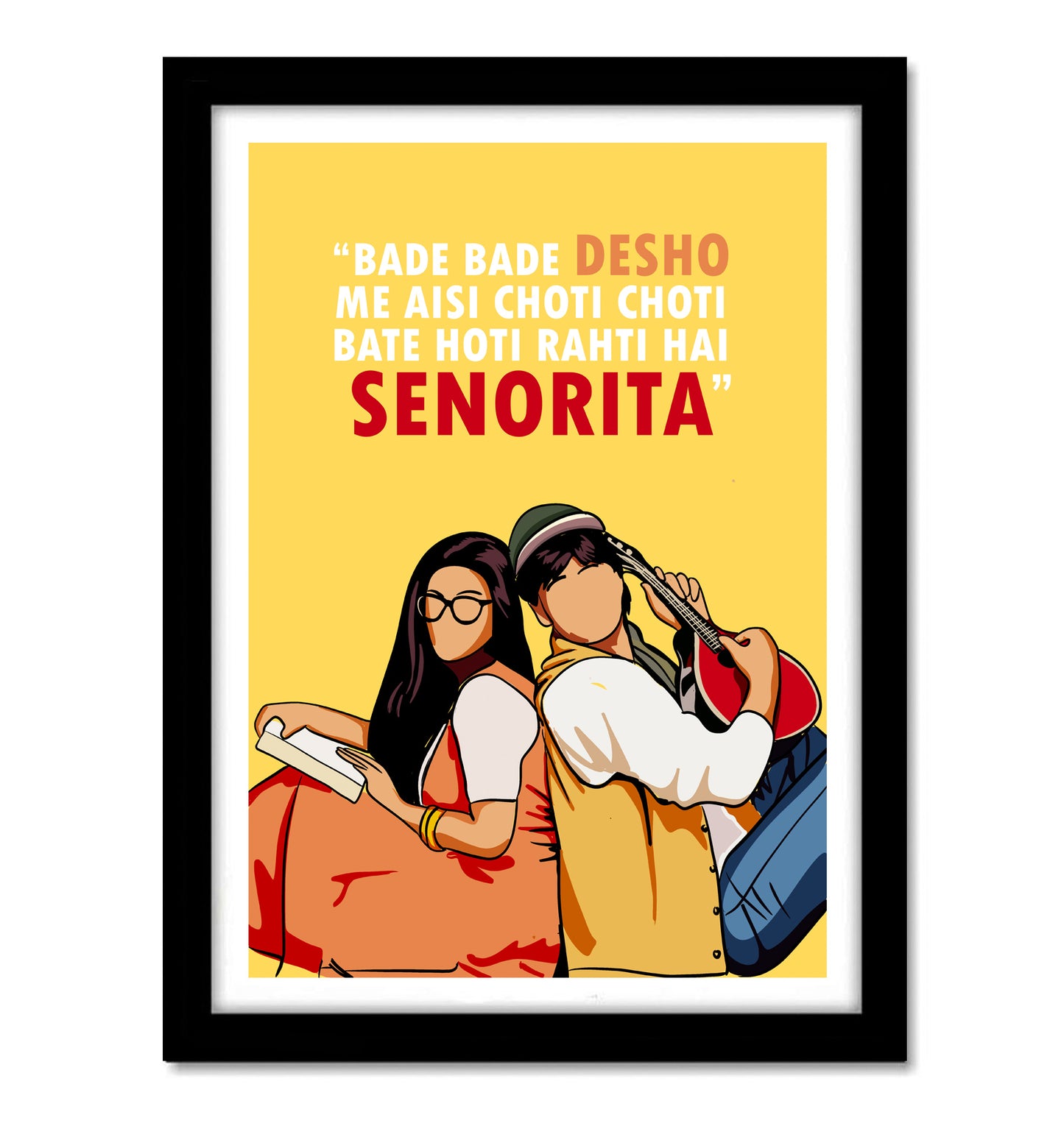 DDLJ Movie Shahrukh Khan Kajol AS SENORITA Artwork Bollywood | Poster | Frame | Canvas