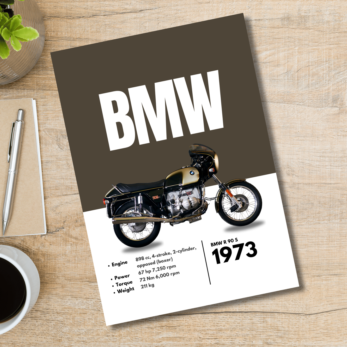 BMW r 90 s Superbikes Bikes Artwork Poster| Frame |Canvas | Vintage | Classic | Sports