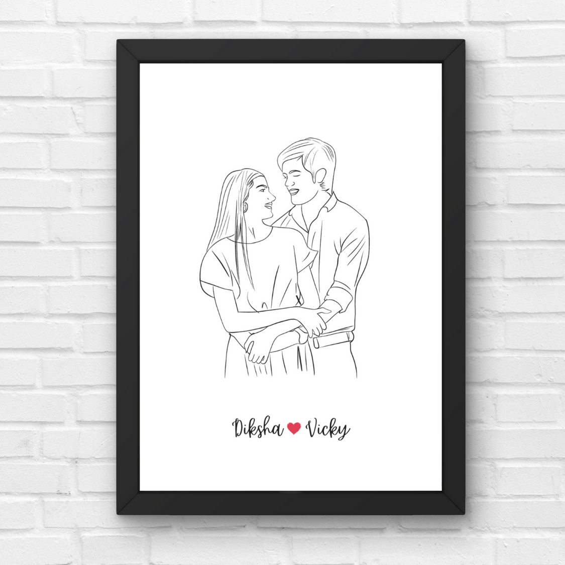 Customized Line Art Photo Frame poster Personalized Gift For Birthday Anniversary