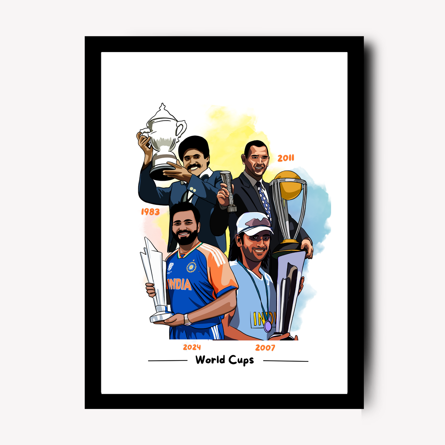 Indian Cricket Players Poster Combo Posters For wall decoration home bedroom living room Paintings Hostel Boys Ideal Gift For Cricket Fans Indian Cricketers Dhoni, Kohli, Yuvraj Singh, Rohit Sharma, Hardik Pandya Painting with frame or without frame