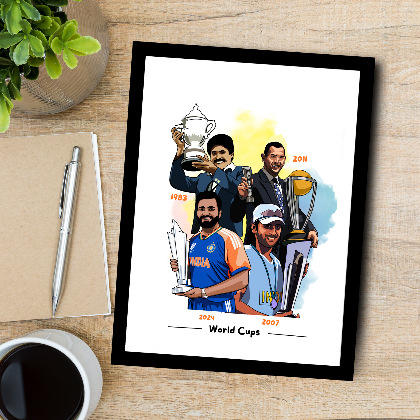 Indian Cricket Players Poster Combo Posters For wall decoration home bedroom living room Paintings Hostel Boys Ideal Gift For Cricket Fans Indian Cricketers Dhoni, Kohli, Yuvraj Singh, Rohit Sharma, Hardik Pandya Painting with frame or without frame