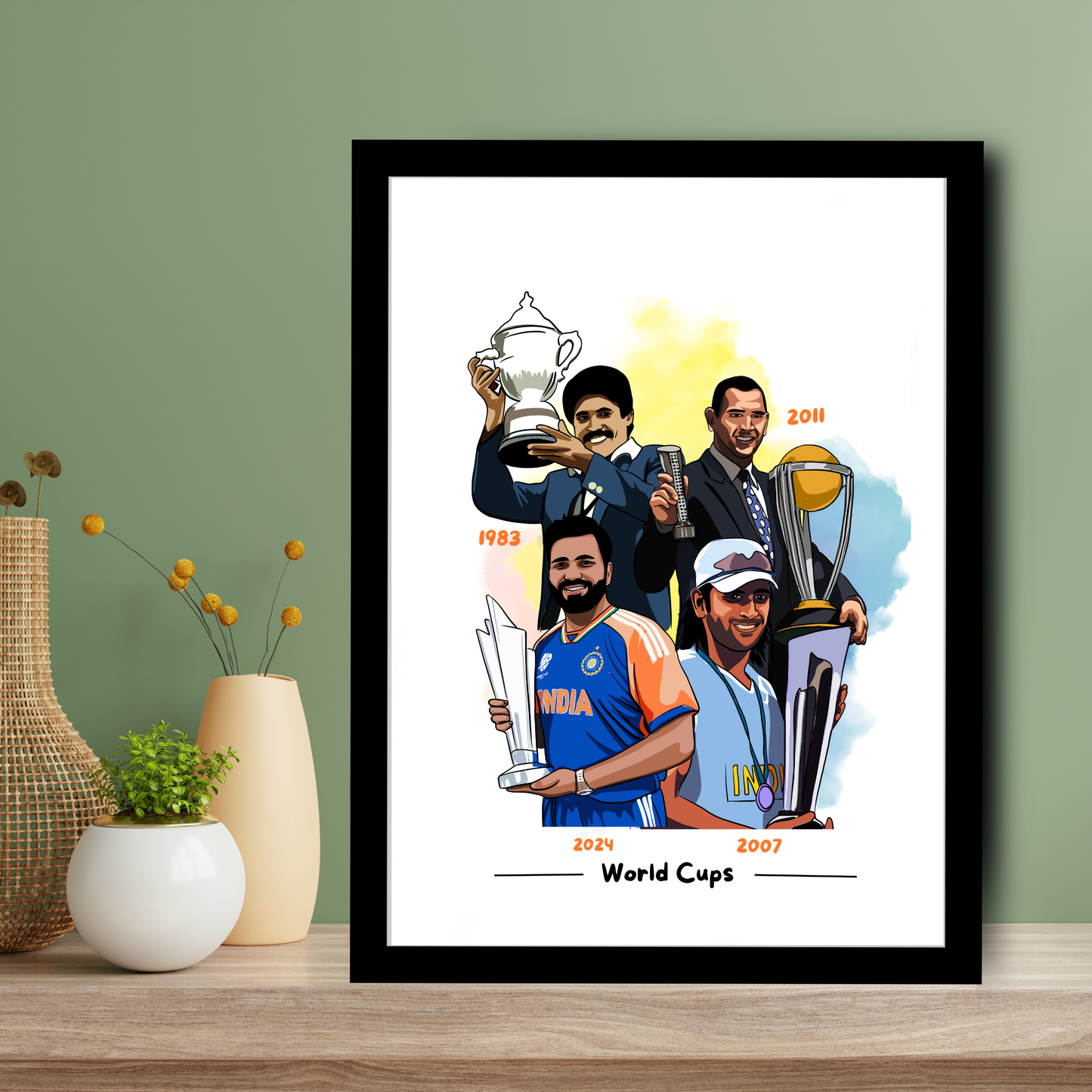 Indian Cricket Players Poster Combo Posters For wall decoration home bedroom living room Paintings Hostel Boys Ideal Gift For Cricket Fans Indian Cricketers Dhoni, Kohli, Yuvraj Singh, Rohit Sharma, Hardik Pandya Painting with frame or without frame