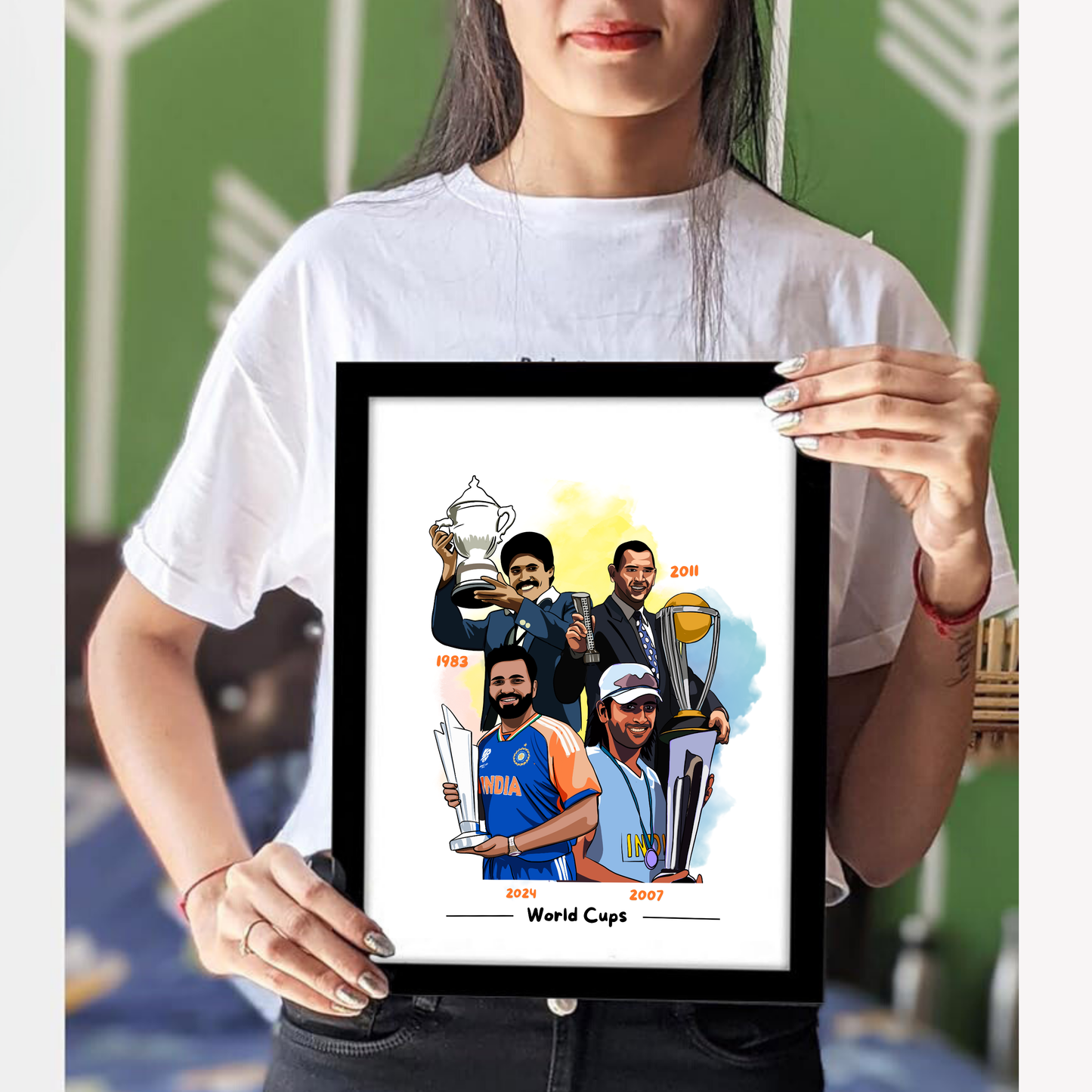 Indian Cricket Players Poster Combo Posters For wall decoration home bedroom living room Paintings Hostel Boys Ideal Gift For Cricket Fans Indian Cricketers Dhoni, Kohli, Yuvraj Singh, Rohit Sharma, Hardik Pandya Painting with frame or without frame