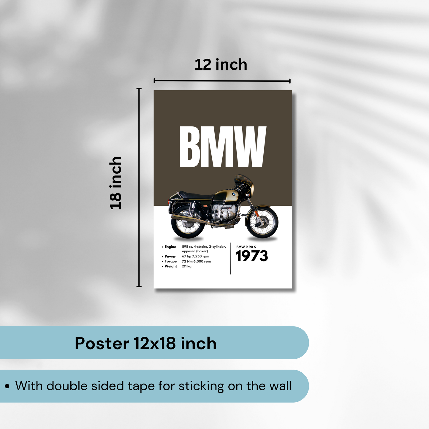 BMW r 90 s Superbikes Bikes Artwork Poster| Frame |Canvas | Vintage | Classic | Sports
