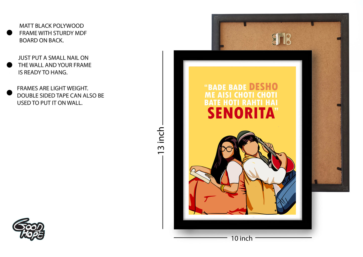 DDLJ Movie Shahrukh Khan Kajol AS SENORITA Artwork Bollywood | Poster | Frame | Canvas