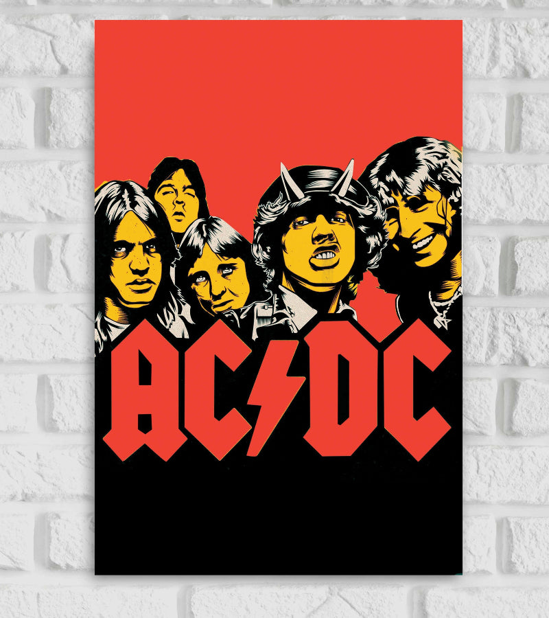 AC DC Rock Band Poster Pop Art Music Artist Artwork PopularSingers Singing illustration Matte Finish Beautiful Framed Poster