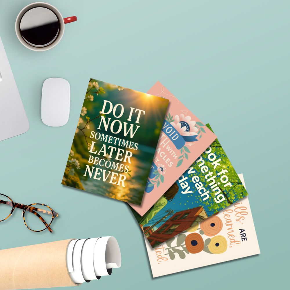 Aesthetic Motivational Quotes Poster Motivation Quote Posters Inspiring Lines Stickers Set of 4 Posters for Students & Study Room Library decoration Living room bedroom kitchen Dining hall & office wall decor