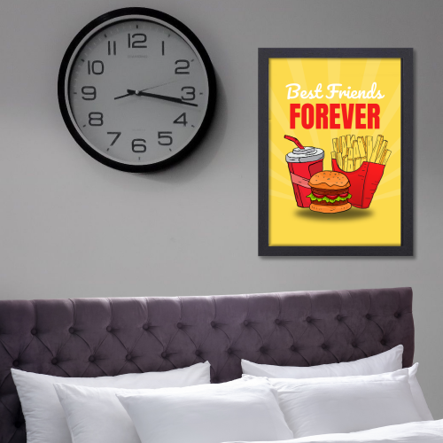 Best Friends (Fast Food) Food Poster Frame for Restraunt Cafe Artwork Framed Posters Cafe Aesthetic Canvas Painting Photo Frames for Wall Decor Restro Decoration