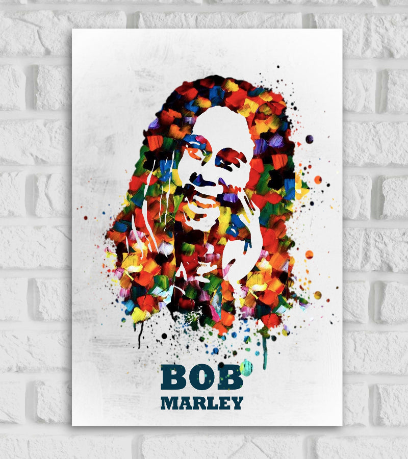 Bob Marley Jamaican Singer-Songwriter & Guitarist Pop Culture Art Music Artist Matte Finish Colorful Paiunting Texture Posters & Framed Bautiful Wall Decor