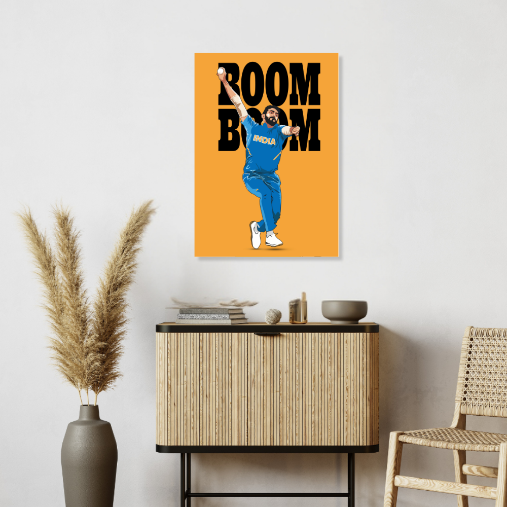 Cricketer Jaspreet Bumrah Poster Frame, Cricket Players Photo frames, Cricketers Framed Posters for wall decor, room decor, livingroom, Posters for Boys rooms, hostel Cricket fans