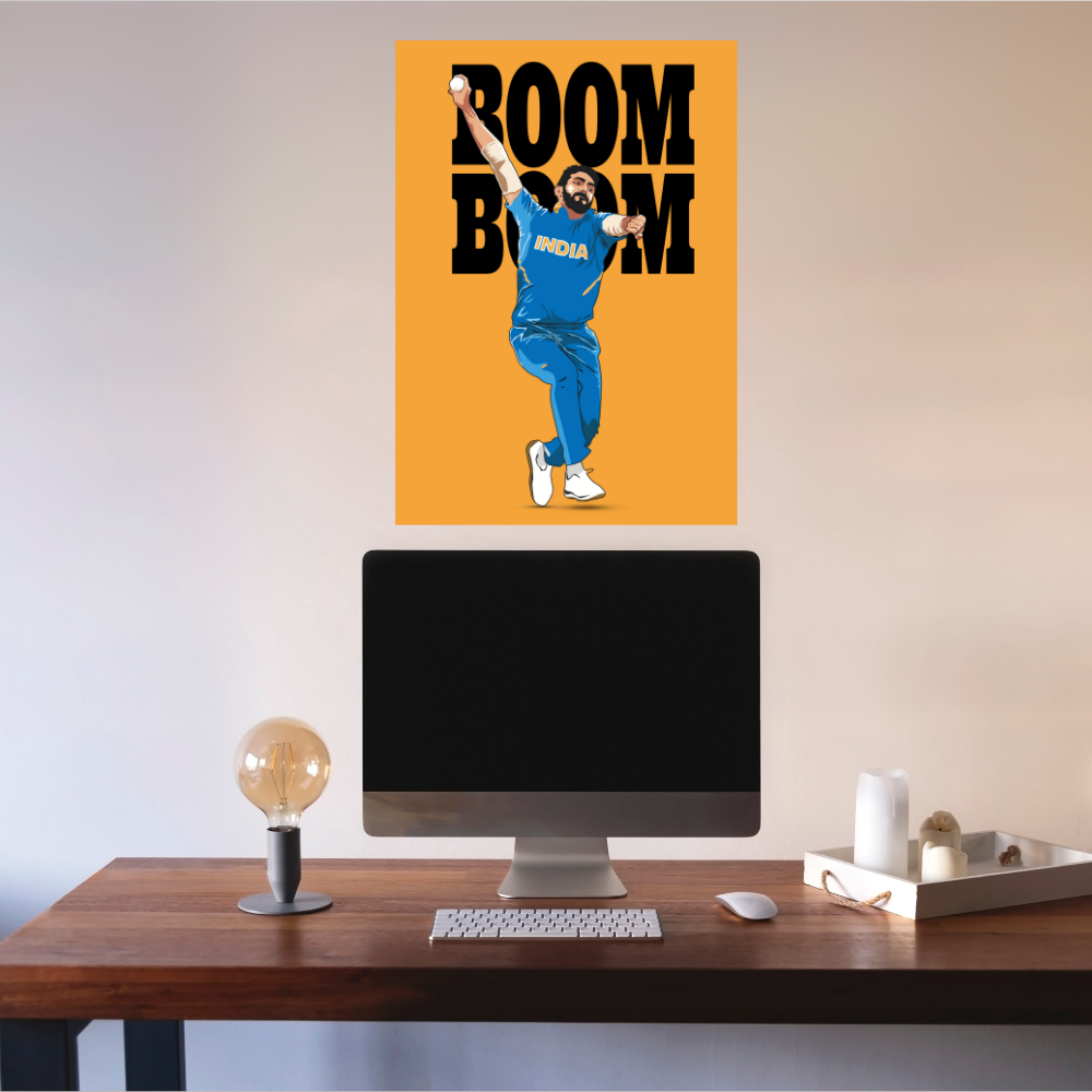 Cricketer Jaspreet Bumrah Poster Frame, Cricket Players Photo frames, Cricketers Framed Posters for wall decor, room decor, livingroom, Posters for Boys rooms, hostel Cricket fans
