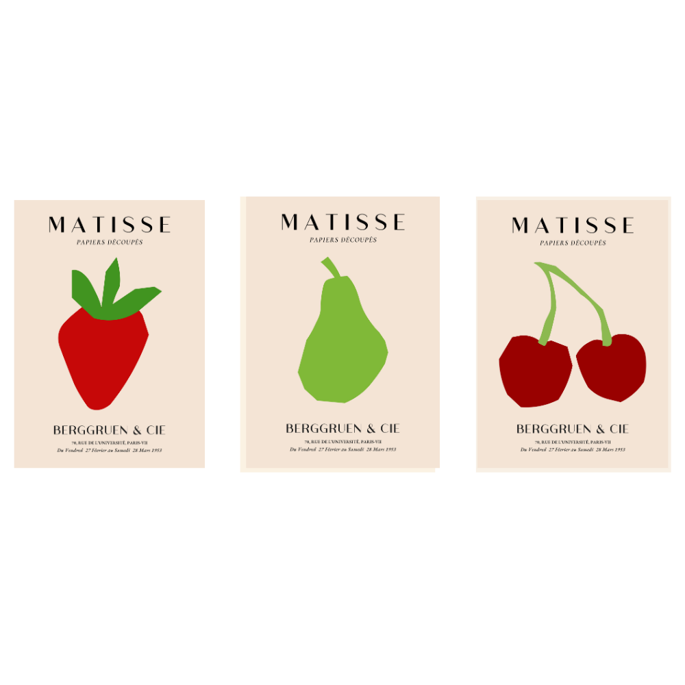 Set of 3 Henri Matisse Wall Art Paintings Framed Poster for Home Decoration, Living Room, Bedroom, Kitchen, and Office Wall Decoration
