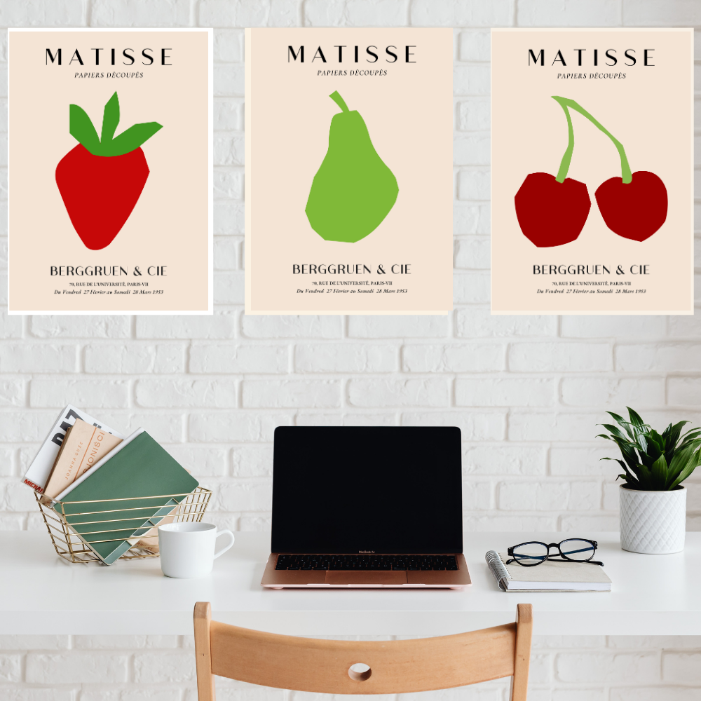 Set of 3 Henri Matisse Wall Art Paintings Framed Poster for Home Decoration, Living Room, Bedroom, Kitchen, and Office Wall Decoration