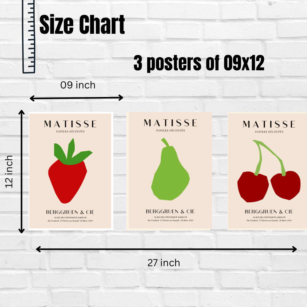 Set of 3 Henri Matisse Wall Art Paintings Framed Poster for Home Decoration, Living Room, Bedroom, Kitchen, and Office Wall Decoration