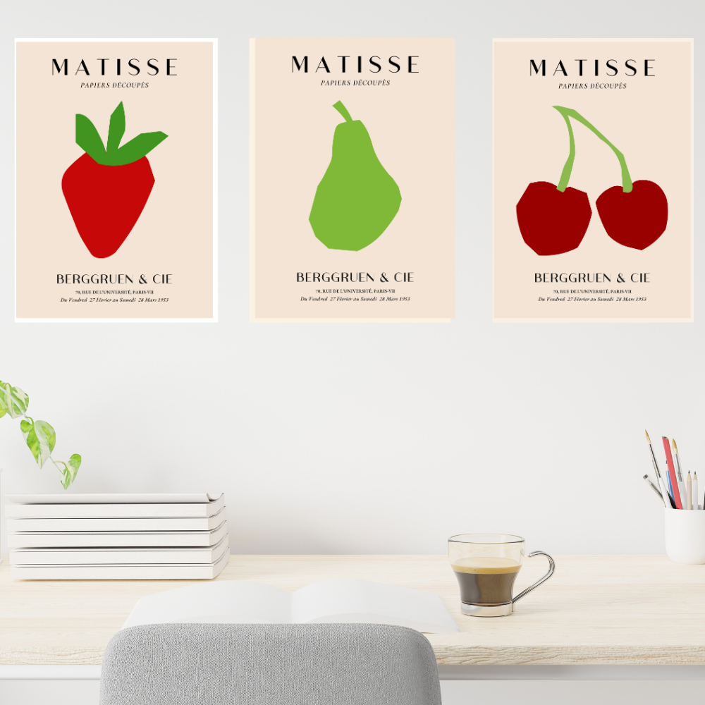 Set of 3 Henri Matisse Wall Art Paintings Framed Poster for Home Decoration, Living Room, Bedroom, Kitchen, and Office Wall Decoration
