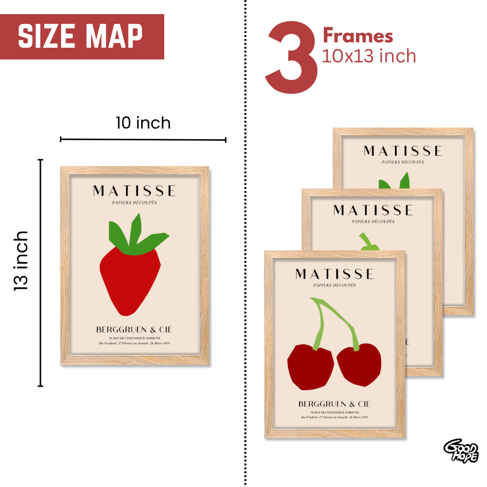 Set of 3 Henri Matisse Wall Art Paintings Framed Poster for Home Decoration, Living Room, Bedroom, Kitchen, and Office Wall Decoration