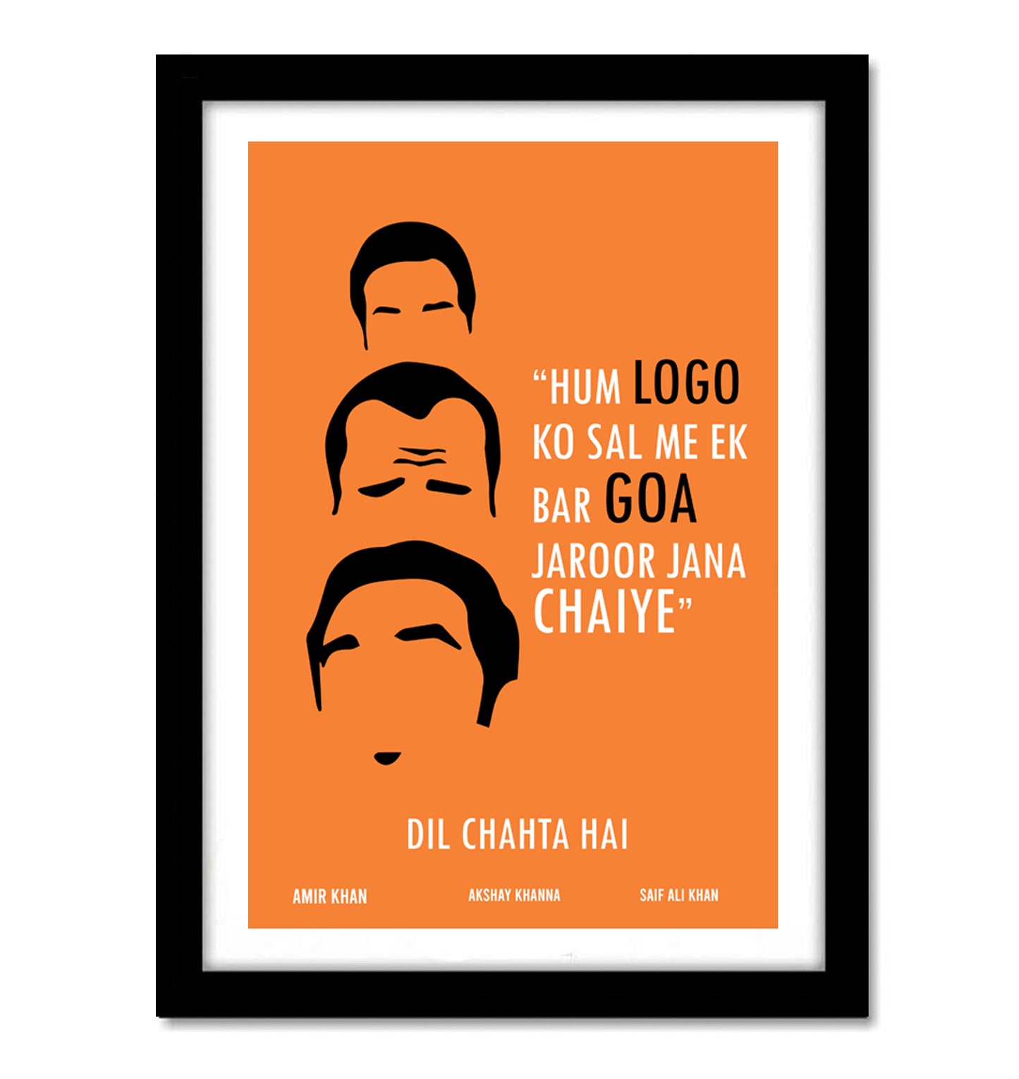 Dil Chahta Hai Movie Amir Khan ArtWork Bollywood | Poster | Frame | Canvas