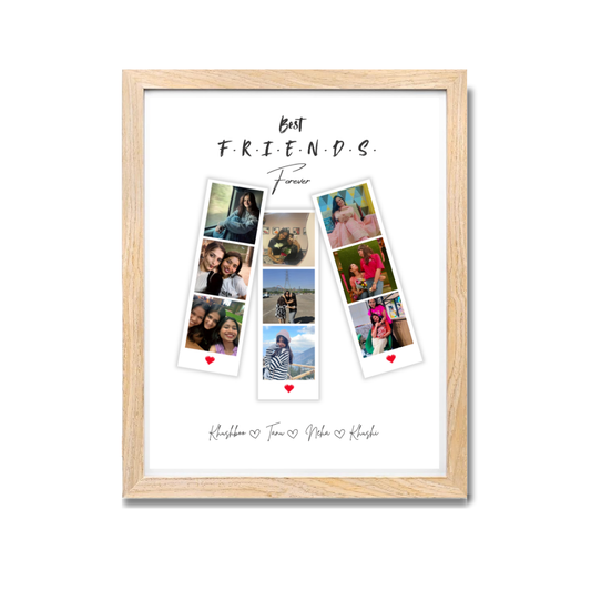 best friend photo frame, personalized friendship frame, wooden frame for besties, BFF photo collage gift, custom friends name frame, birthday gift for best friend, friendship day gift, customized group photo frame, memory frame for friends, custom name and photo frame, girl gang photo gift, roomies wall decor frame