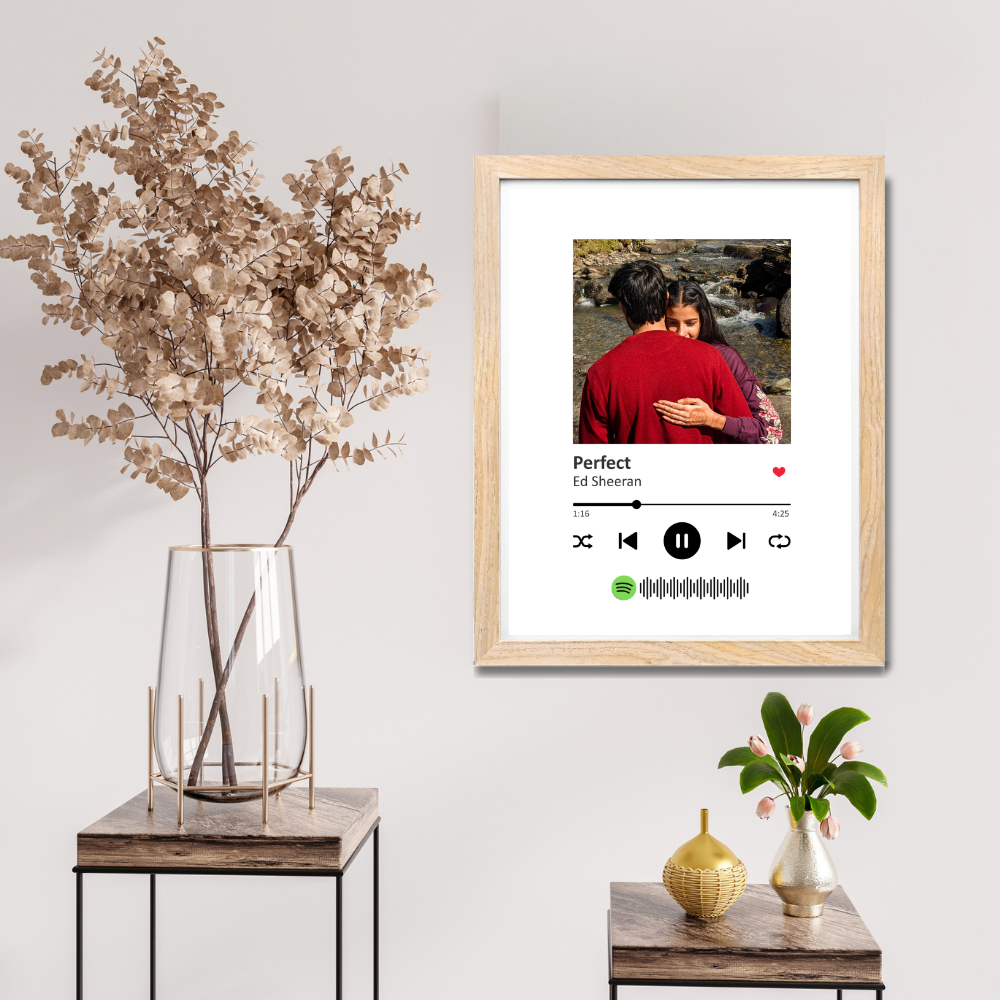 Personalized Spotify Song Photo Frame – Custom Wooden Music Plaque with Picture & Song Code | Perfect Couple Gift