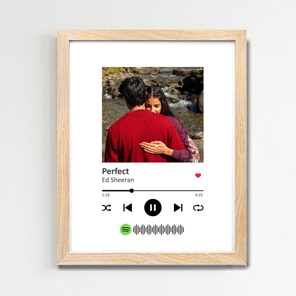 Personalized Spotify Song Photo Frame – Custom Wooden Music Plaque with Picture & Song Code | Perfect Couple Gift