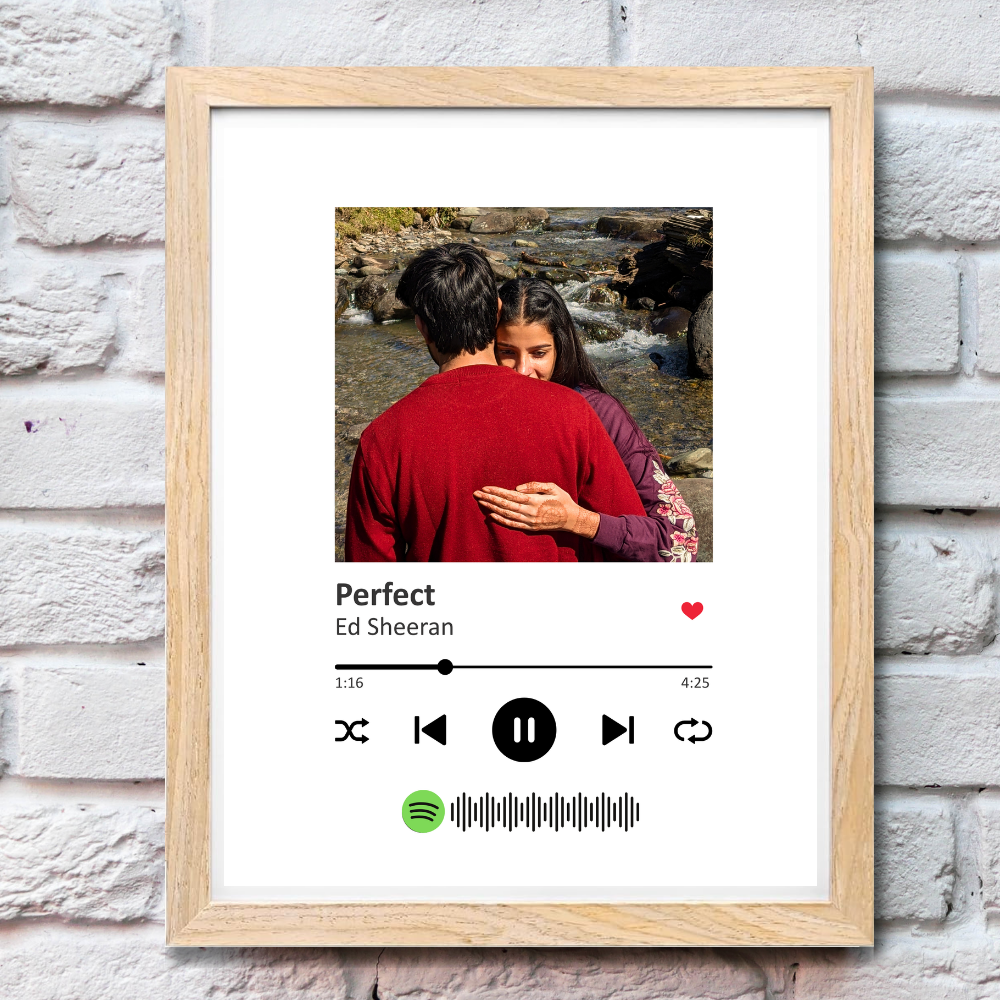 Personalized Spotify Song Photo Frame – Custom Wooden Music Plaque with Picture & Song Code | Perfect Couple Gift