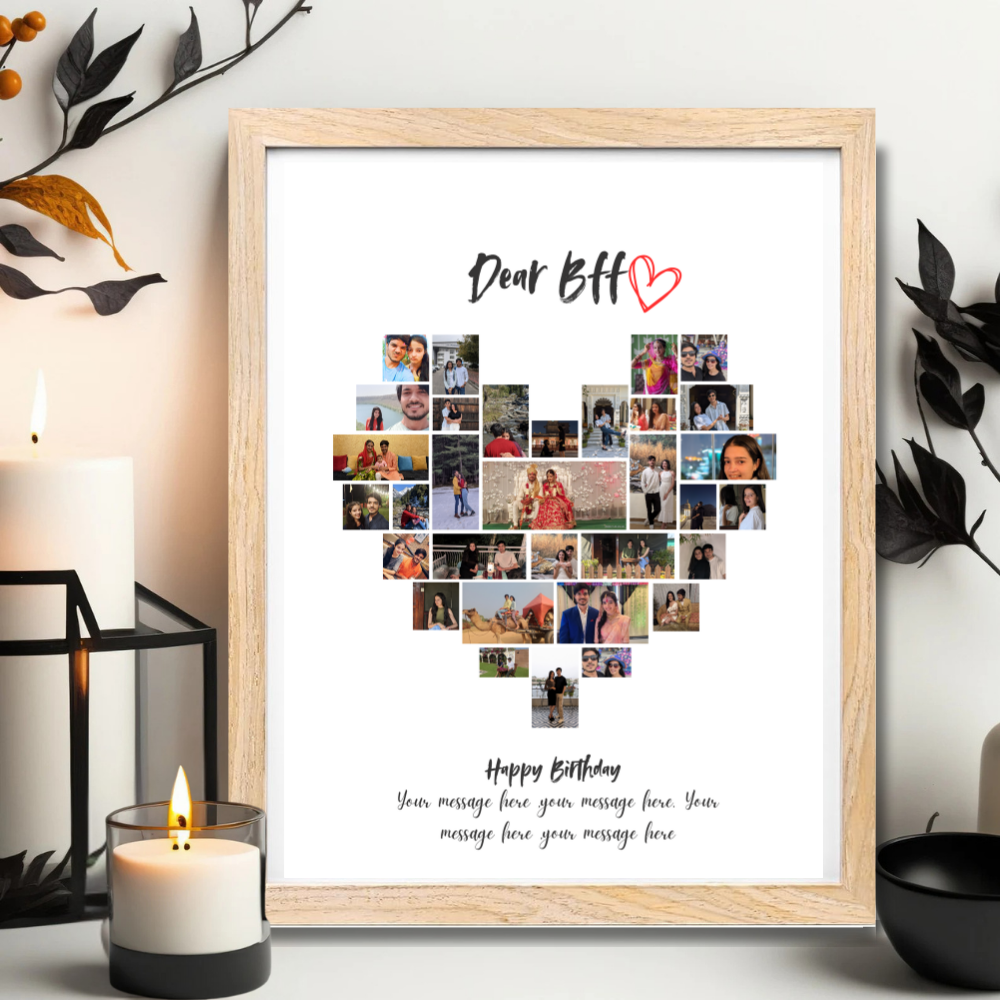 Personalized Wooden Frame Wall Art Custom Birthday Gift for Best Friend with Message & Photos